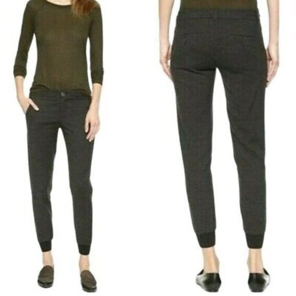 VINCE Rib Cuff Wool Blend Tapered Trouser Jogger Pant Charcoal Gray Size 10 NWT - Picture 1 of 8